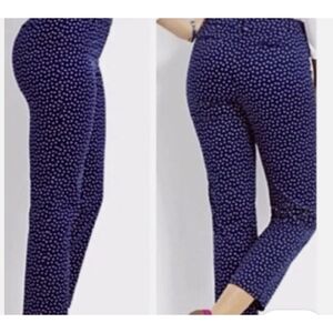 Talbots The Perfect Crop Curvy Pants Navy & Pink Polka Dot Size 14